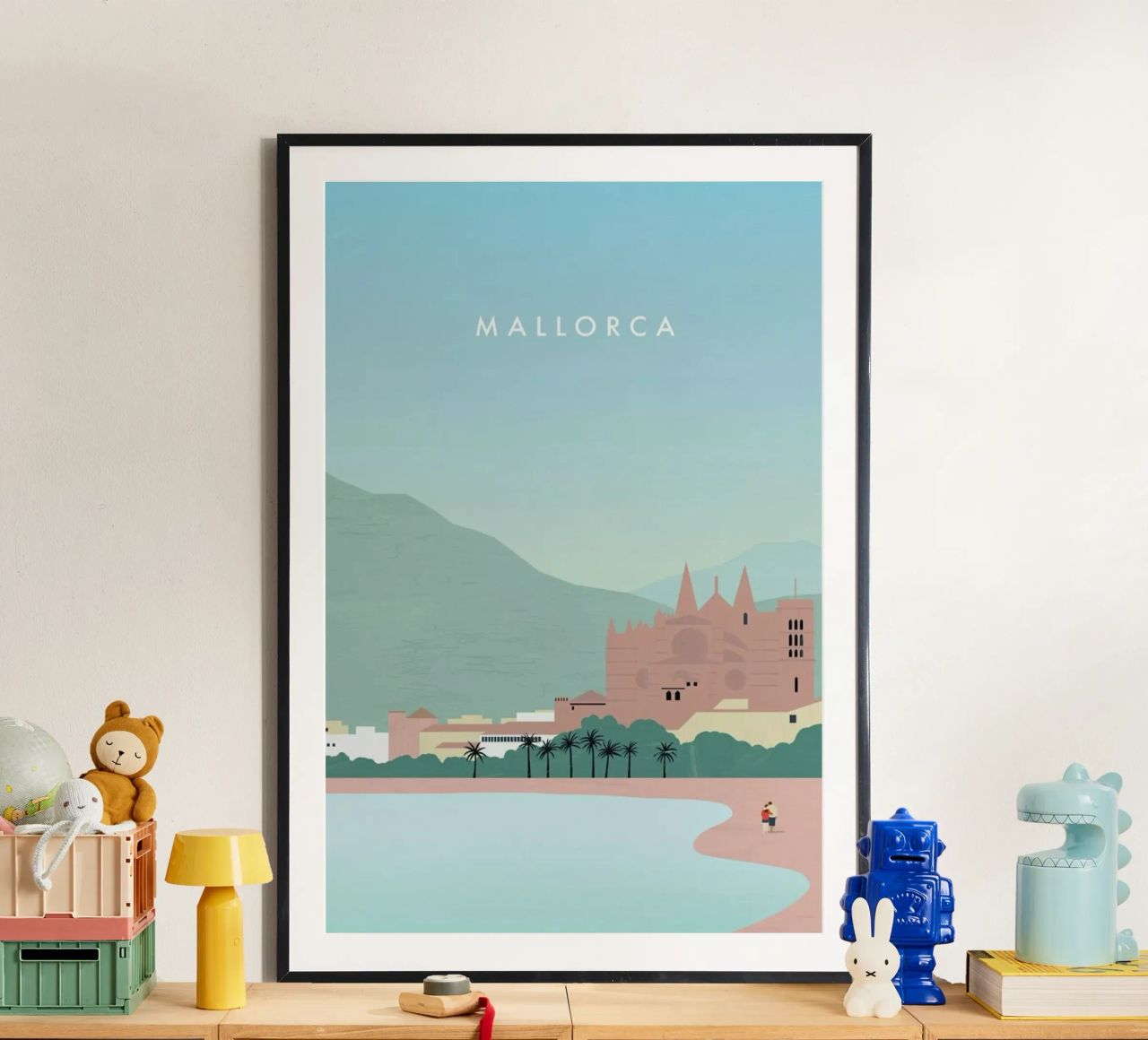 Mallorca poster with wooden frame by Katinka Reinke