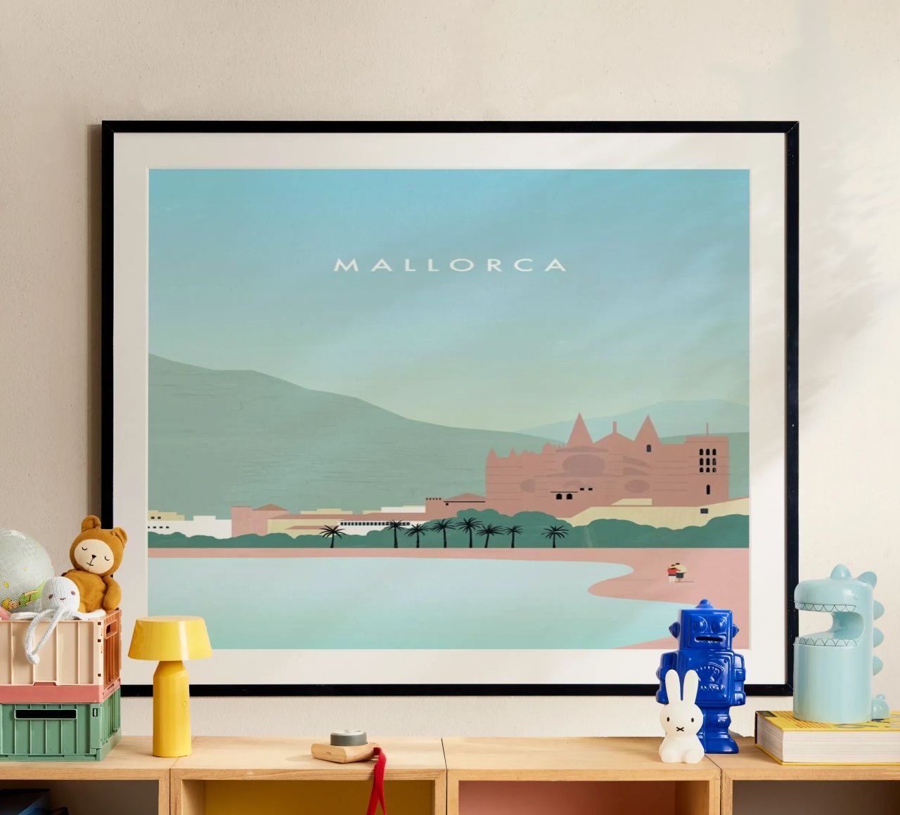 Mallorca poster with wooden frame by Katinka Reinke
