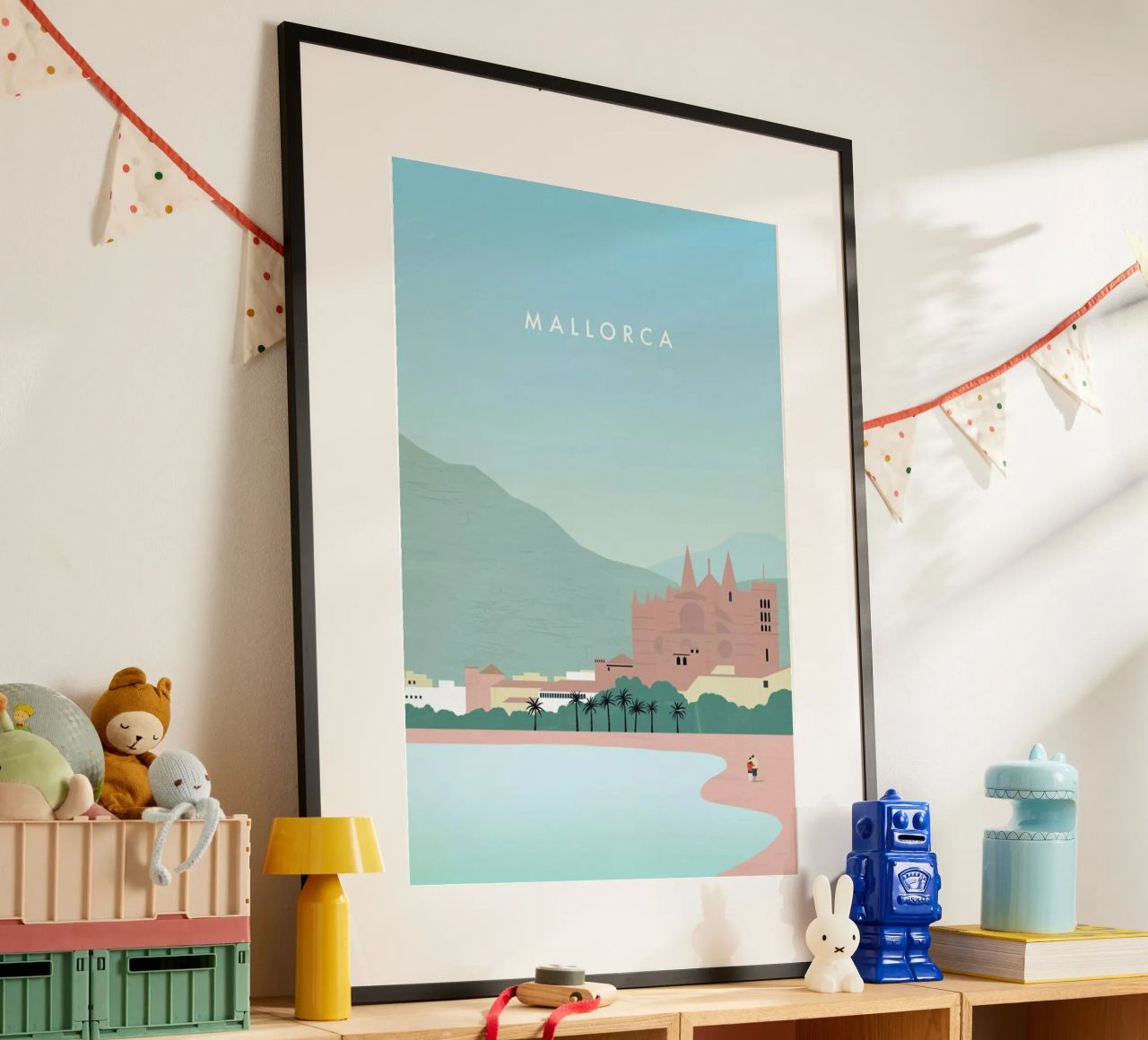 Mallorca poster with wooden frame by Katinka Reinke