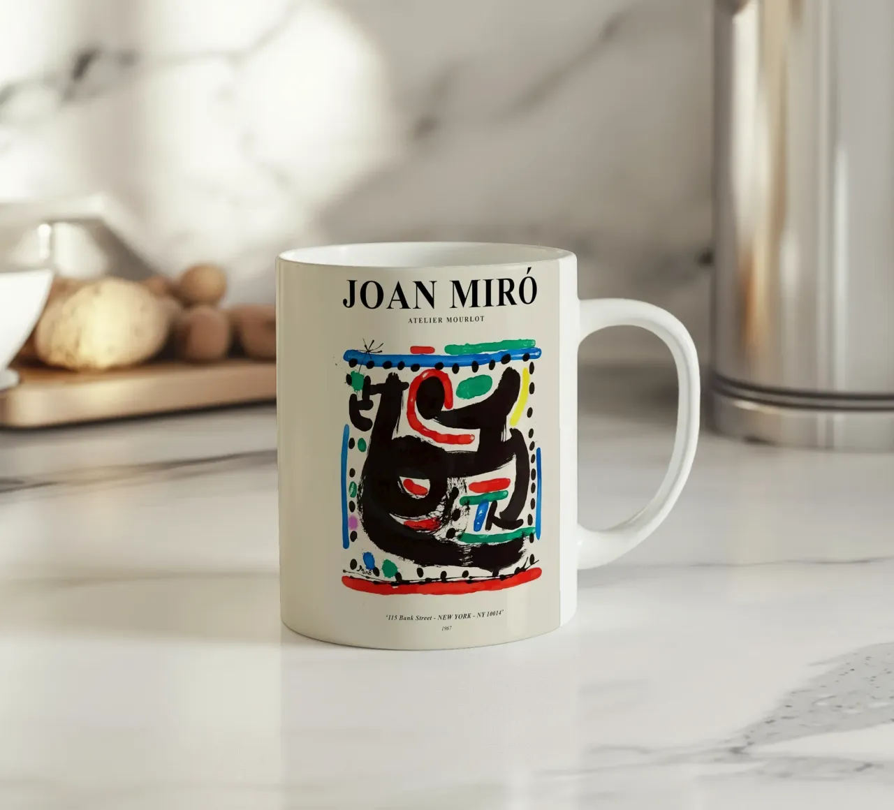 Manifesto della mostra Joan Miro atelier mourlot tazza in ceramica da phillipp veisenberg