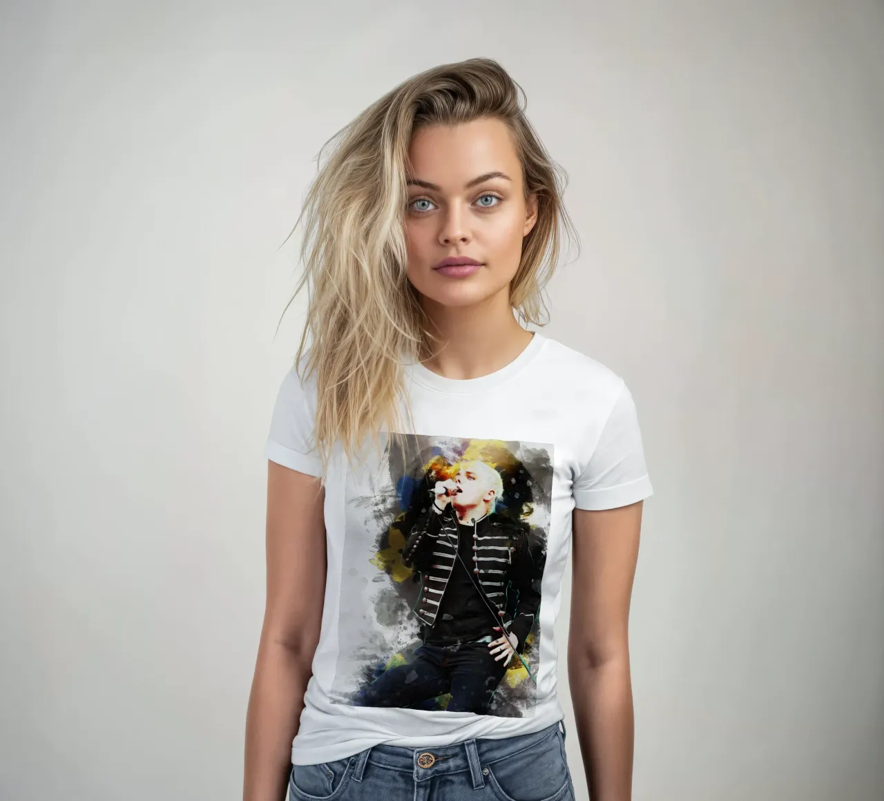 Smudge of Portrait Gerard Way women's fitted t-shirt by Gunawan Rb