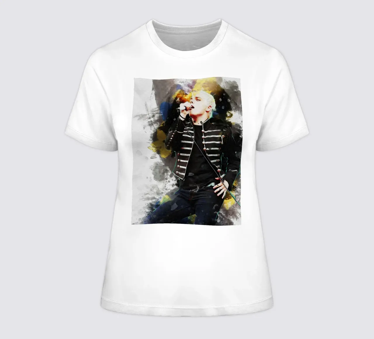Smudge of Portrait Gerard Way women's fitted t-shirt by Gunawan Rb