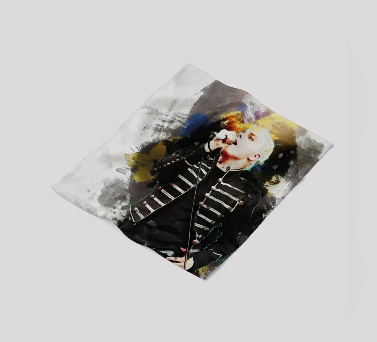Smudge of Portrait Gerard Way fleece blanket by Gunawan Rb