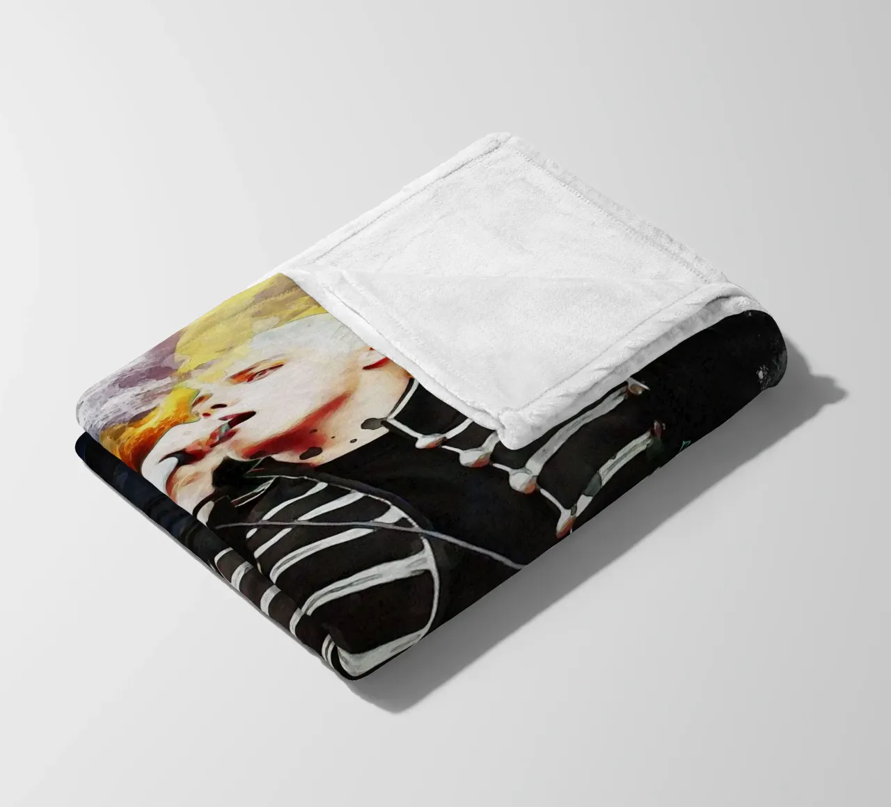 Smudge of Portrait Gerard Way fleece blanket by Gunawan Rb