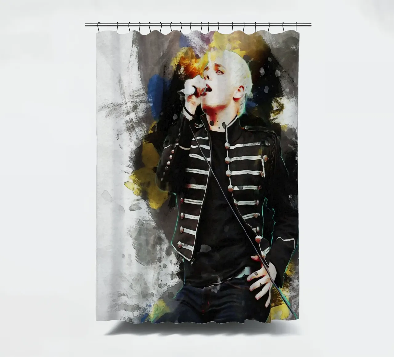 Smudge von Portrait Gerard Way Duschvorhang von Gunawan Rb