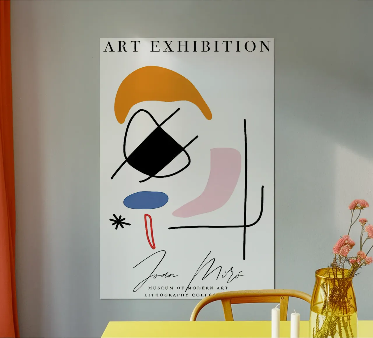 Manifesto della mostra d'arte di Joan Miro poster con telaio in legno da phillipp veisenberg