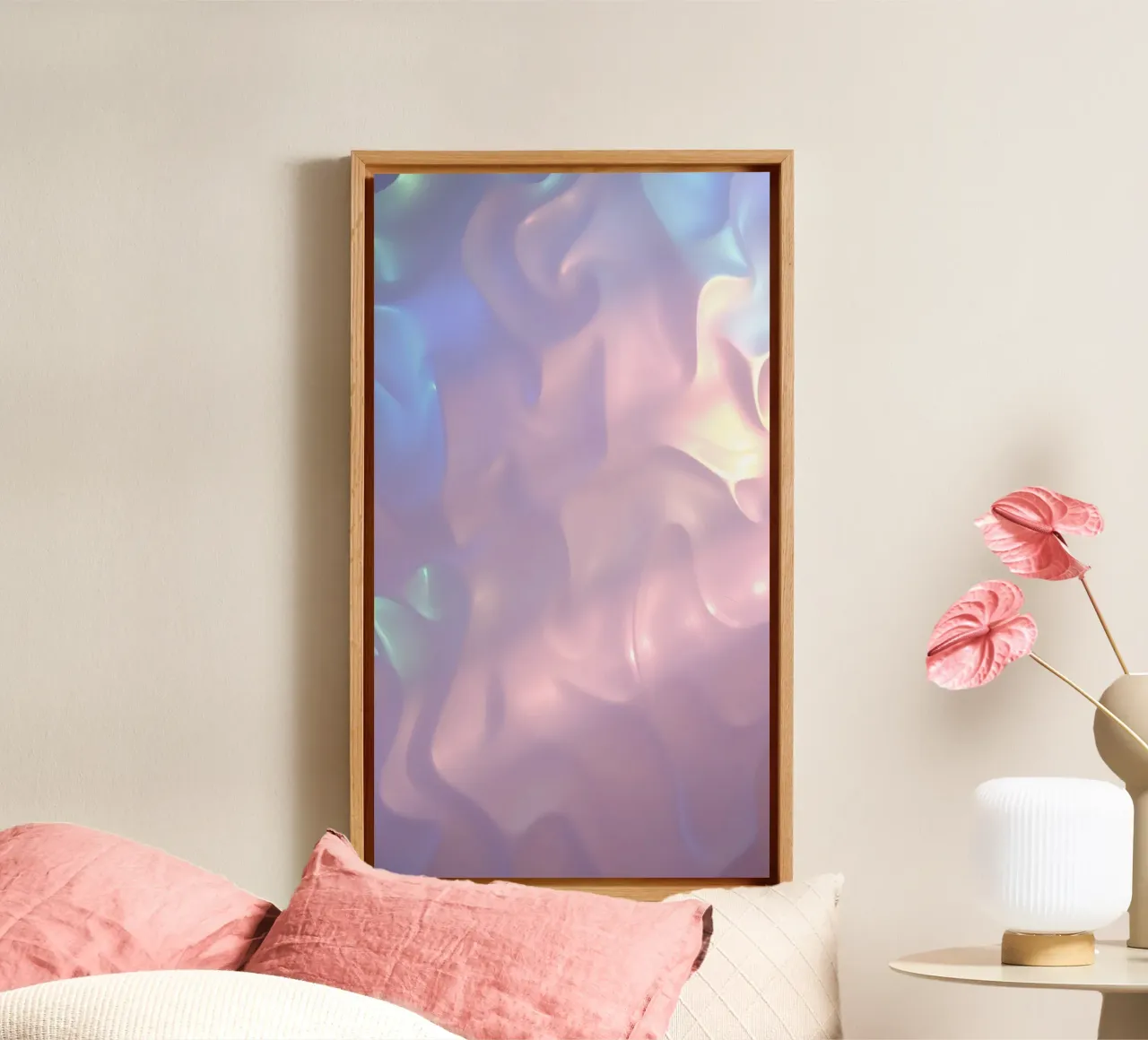 Soft abstract background design with flowing pastel colors canvas by DesignDoodle