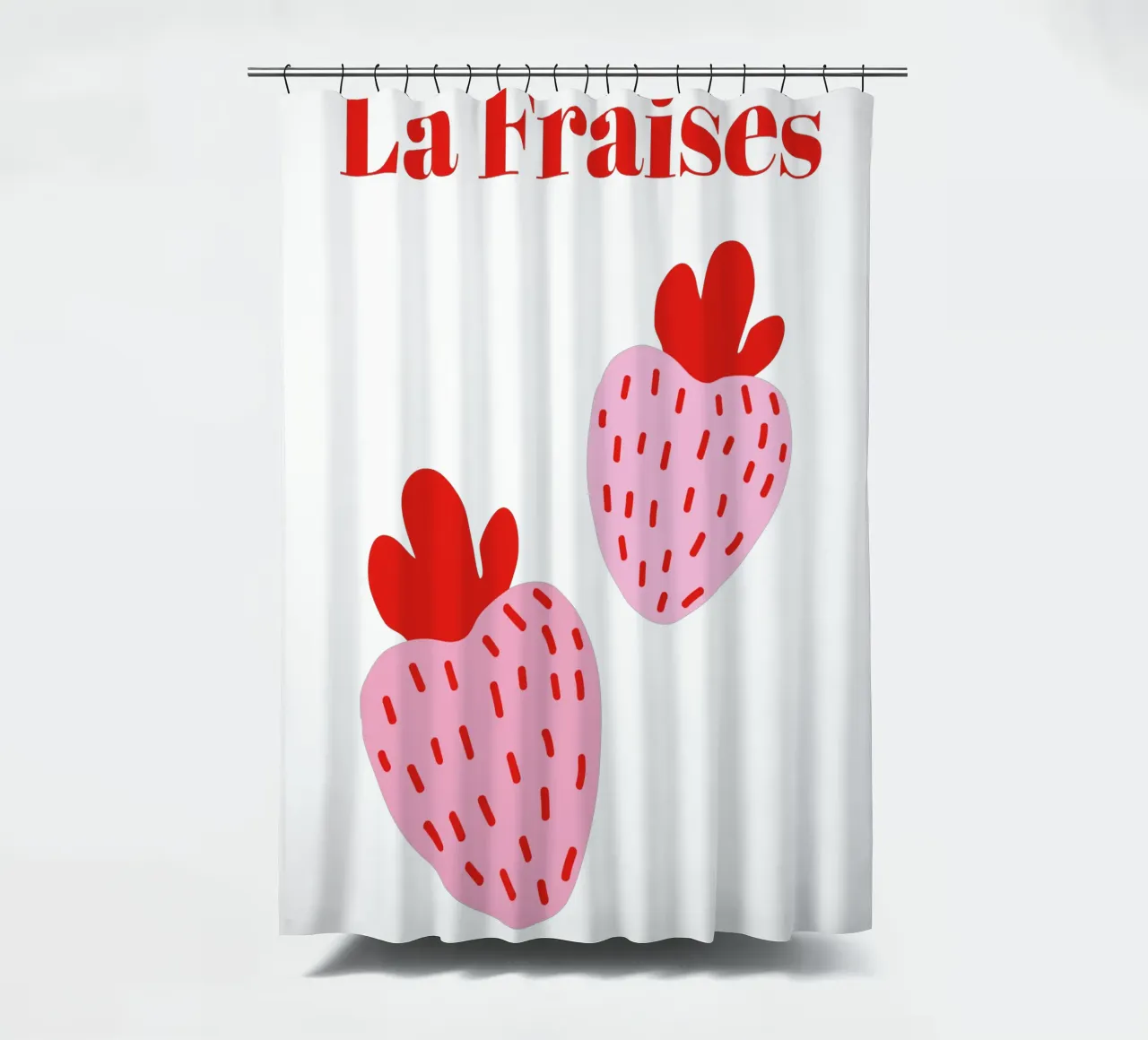 Illustrazione di fragole rosa La Fraises tenda da doccia da The Quote Collective