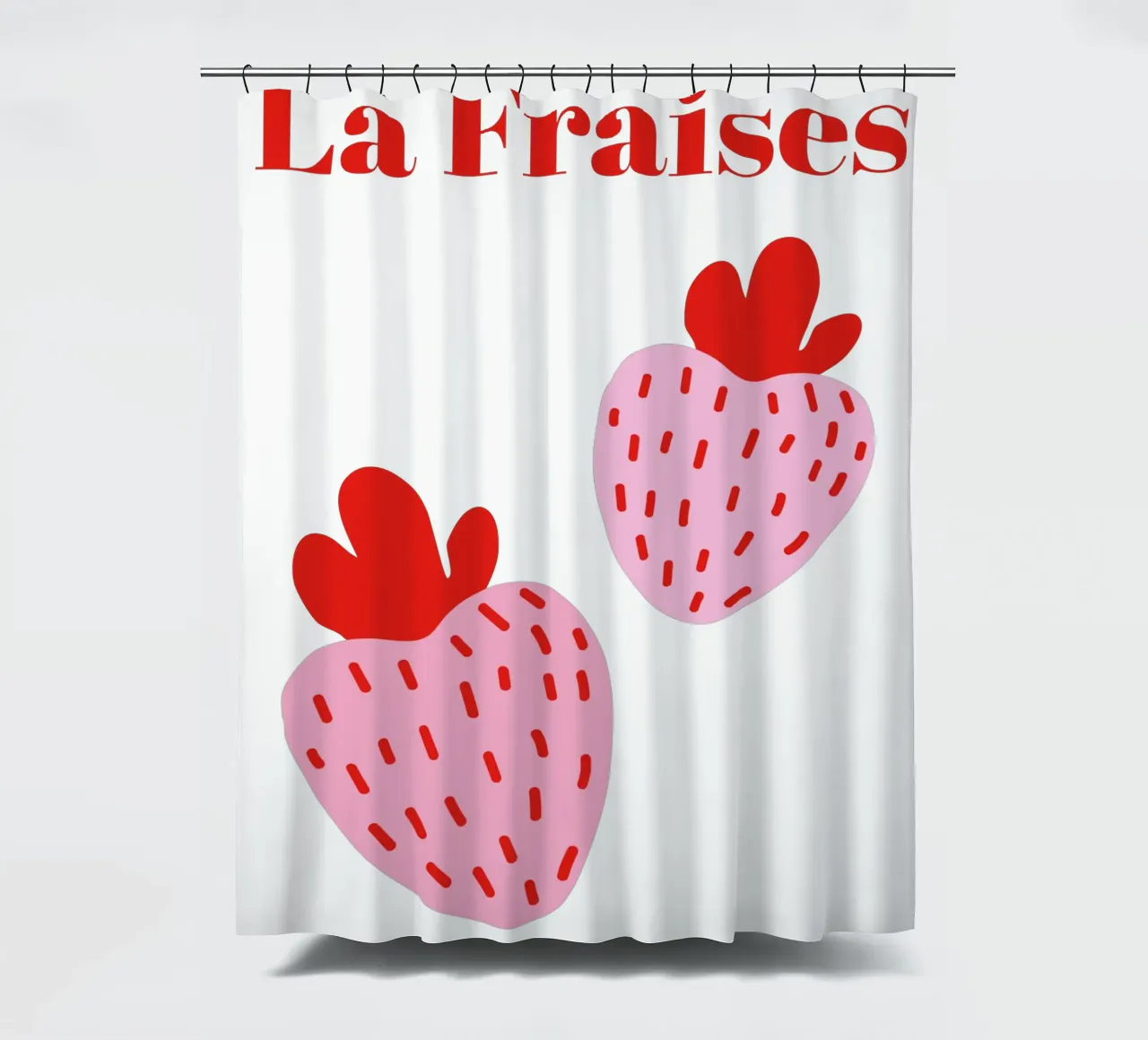 Illustrazione di fragole rosa La Fraises tenda da doccia da The Quote Collective