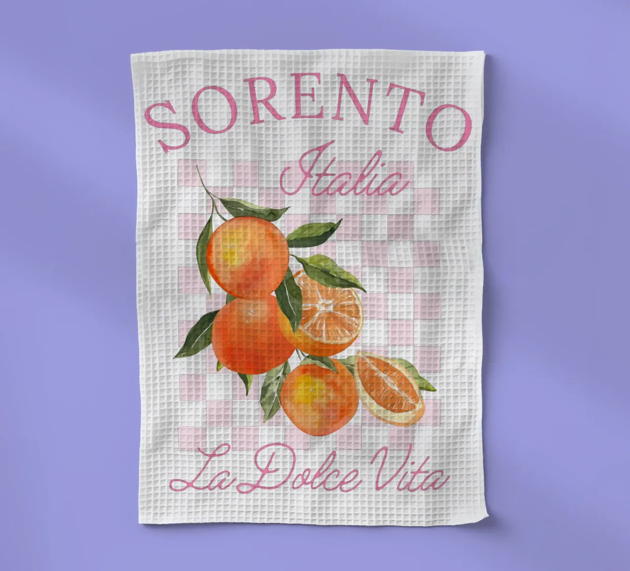 Sorrento Italien Orange Aquarell Druck - La Dolce Vita Kunst Geschirrtuch von The Quote Collective
