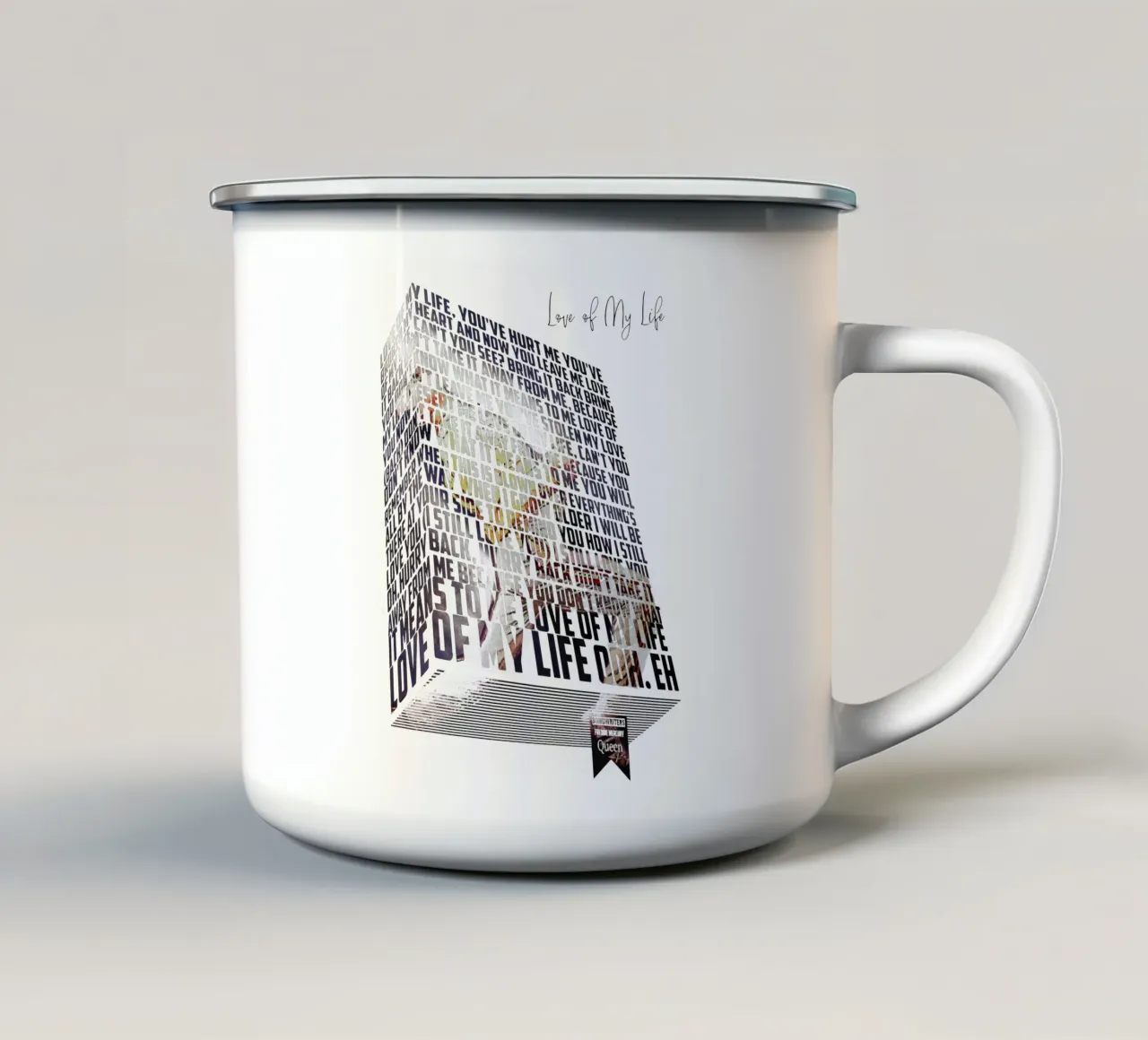 L'amore della mia vita (Libro dei testi) tazza in smalto da Gunawan Rb