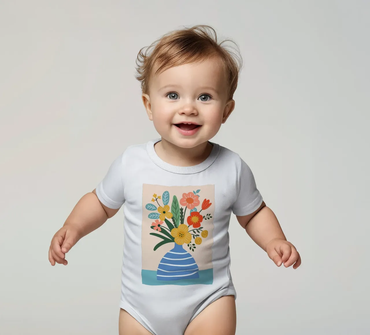 Colorful bouquet short-sleeve baby romper by LisaArtes
