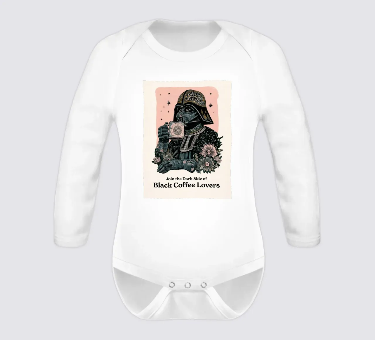 Darth Vader beve il caffè nero Poster - Star Wars Woodblock body neonato maniche lunghe da Kaji