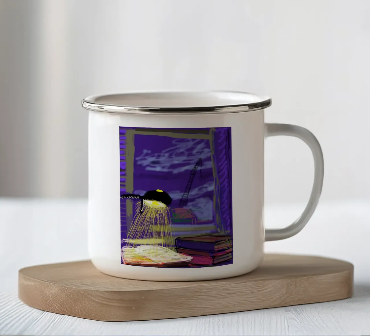 lampada e libri tazza in smalto da khanrosie