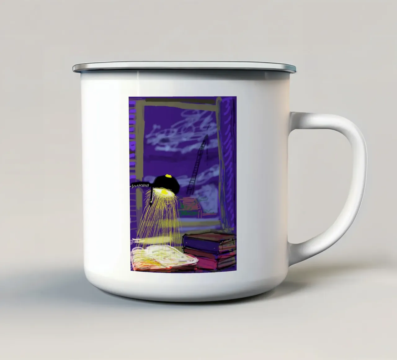 lampada e libri tazza in smalto da khanrosie