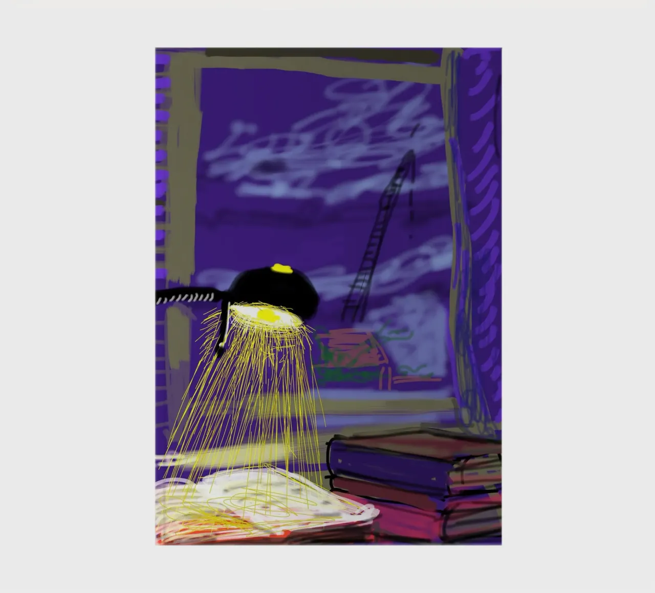 lamp and books notebook by khanrosie