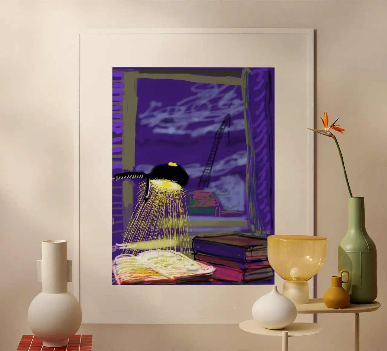 lampada e libri poster con telaio in plastica da khanrosie