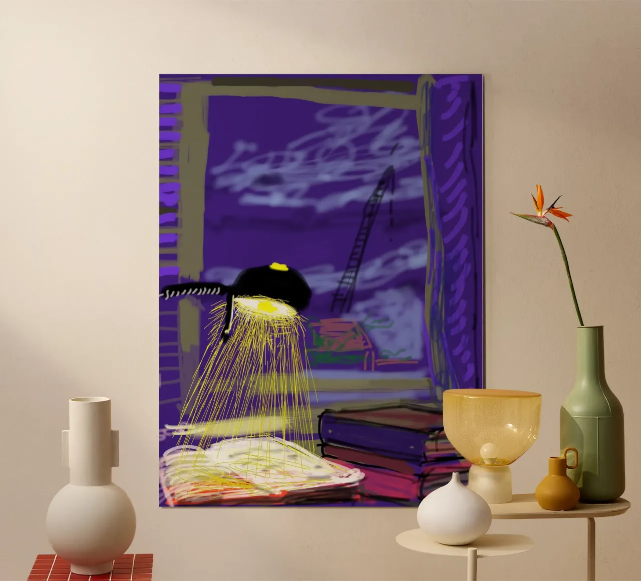 lampada e libri poster con telaio in plastica da khanrosie