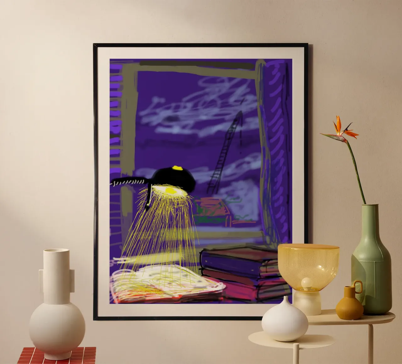 lampada e libri poster con telaio in plastica da khanrosie