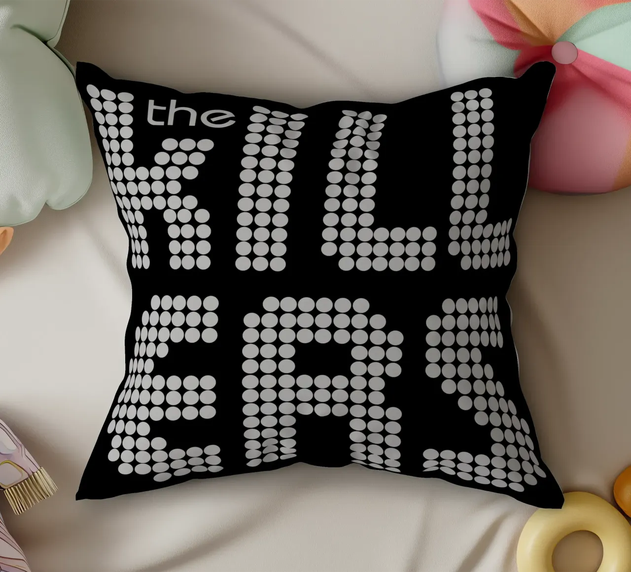 The Killers Distressed Stacked V1 decorative cushion by callmegreciaa