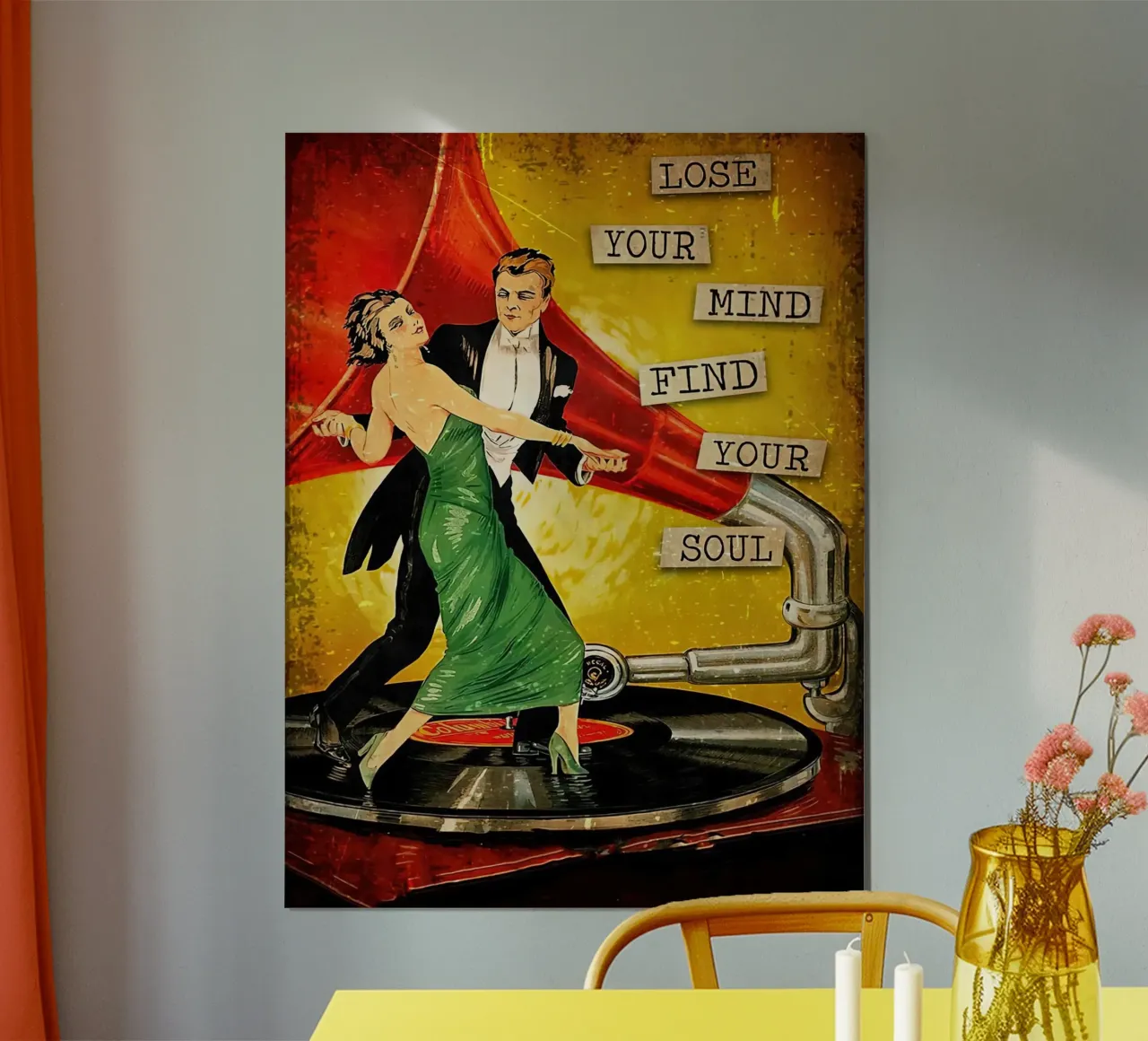 Danspaar Verlies je verstand Vind je ziel poster met aluminium frame van Aaronshop