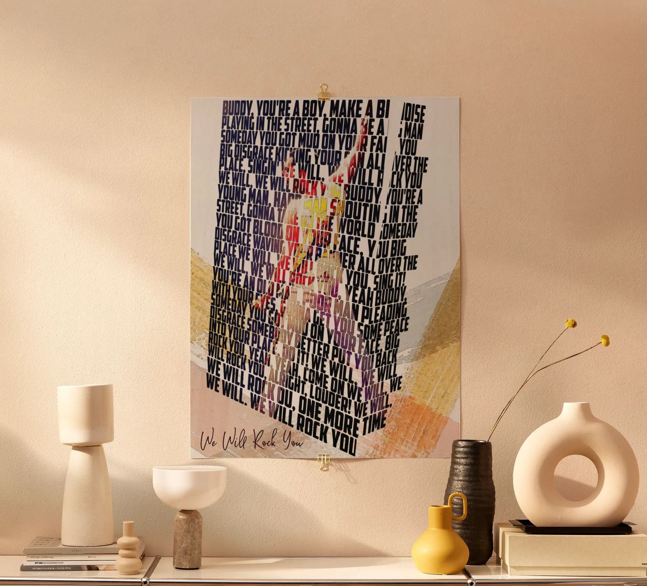 We Will Rock You (Lyrics Book) poster con telaio in plastica da Gunawan Rb
