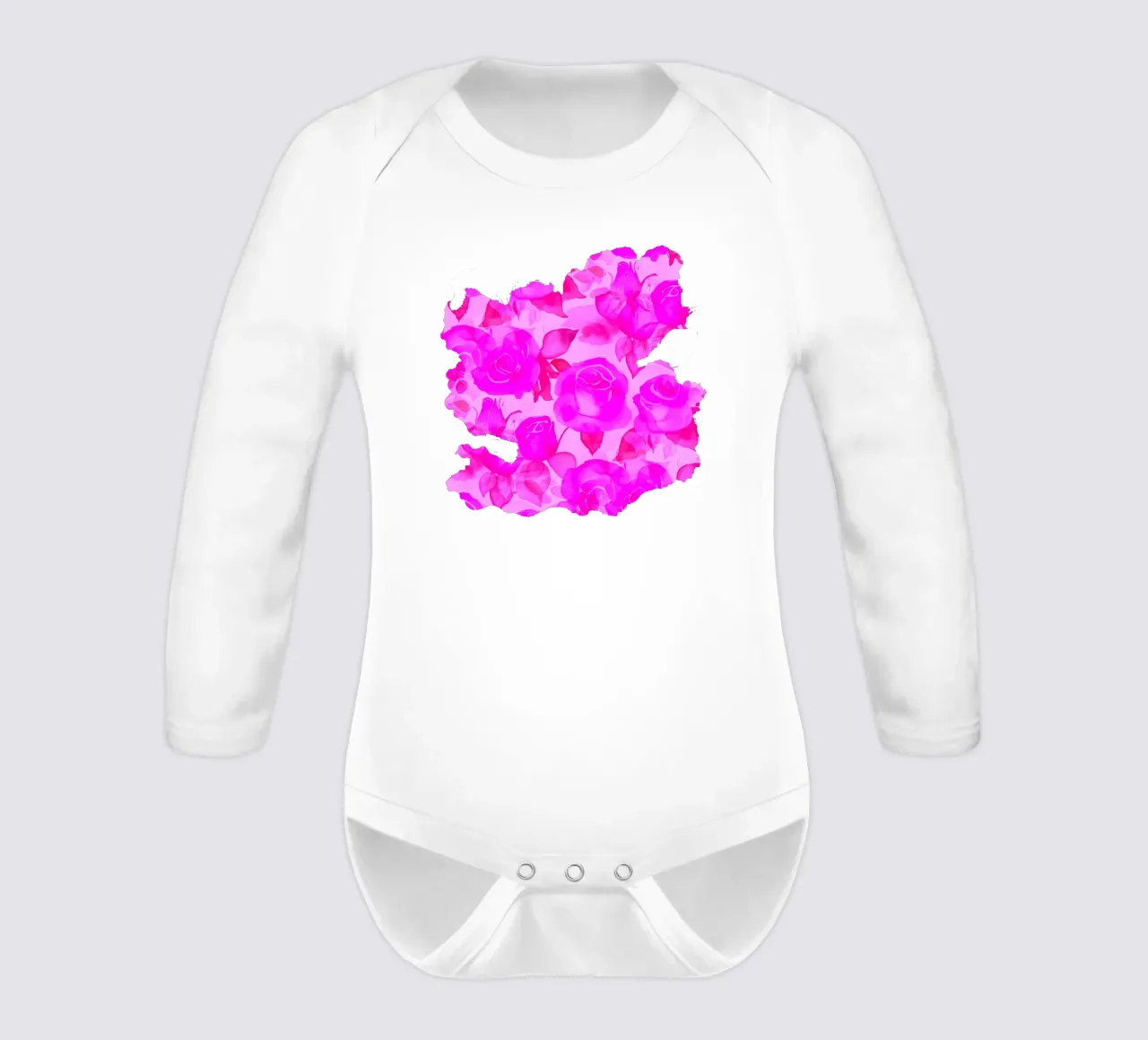 Stampa rose di charme rosa caldo body neonato maniche lunghe da SilverPegasus