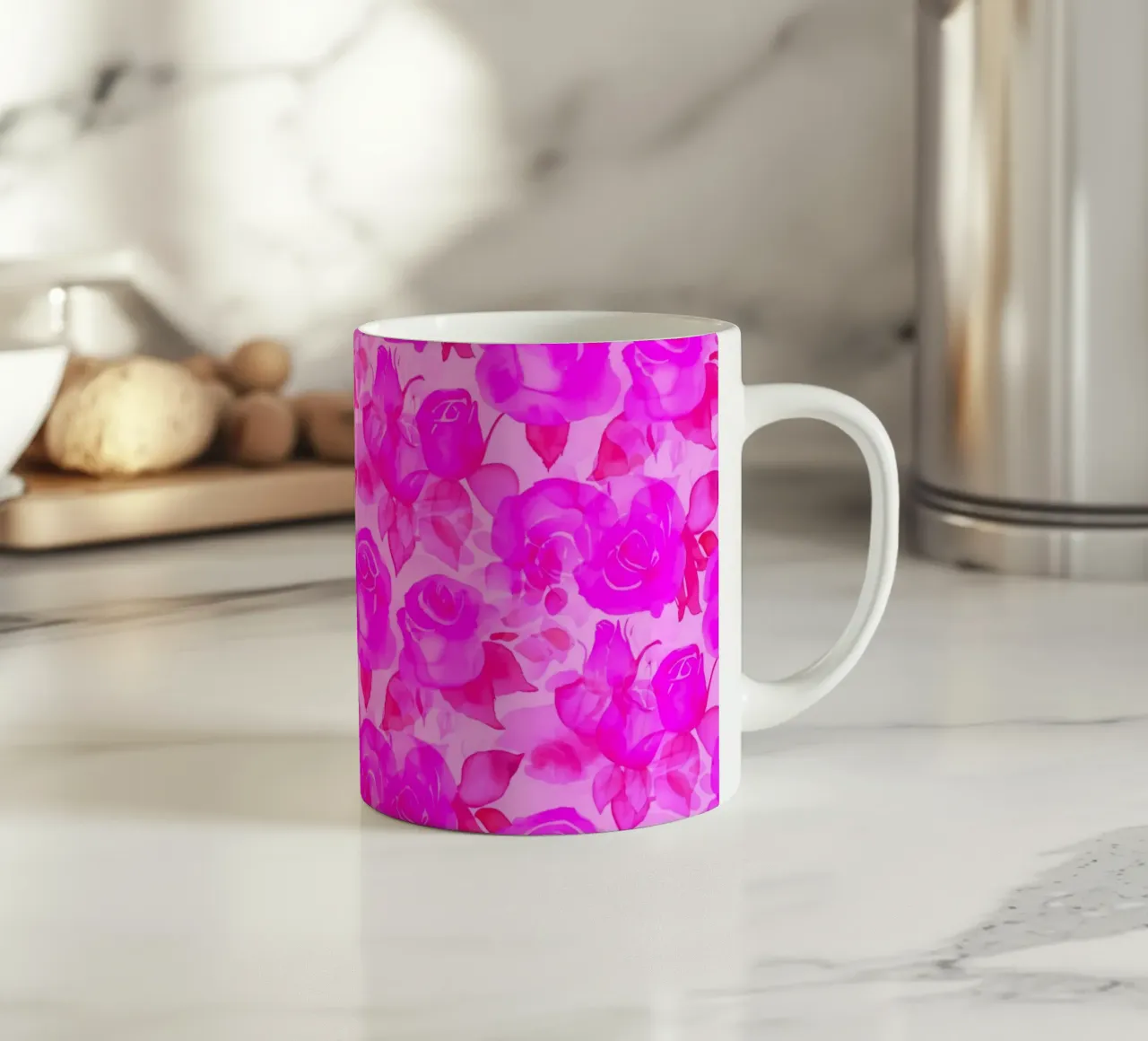 Stampa rose di charme rosa caldo tazza in ceramica da SilverPegasus
