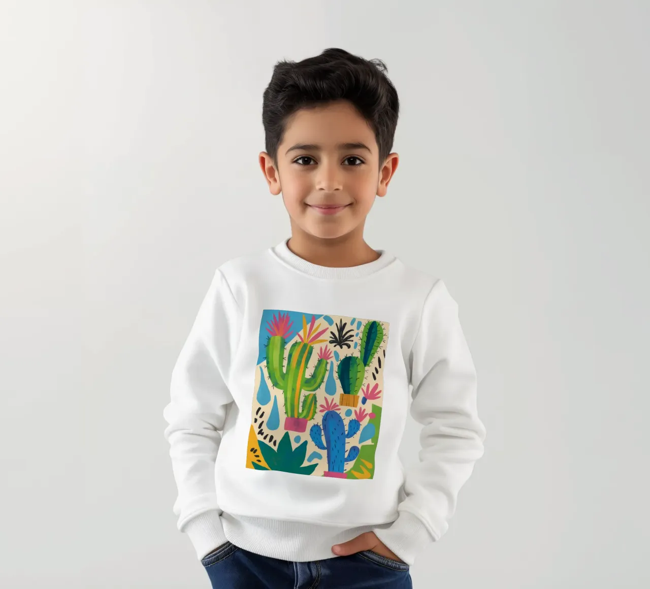 Desert Cactus Dreams kids sweatshirt by Zep Layers