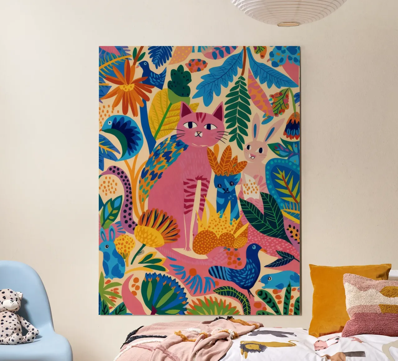 Sinfonia di uccelli tropicali poster con telaio in legno da Zep Layers