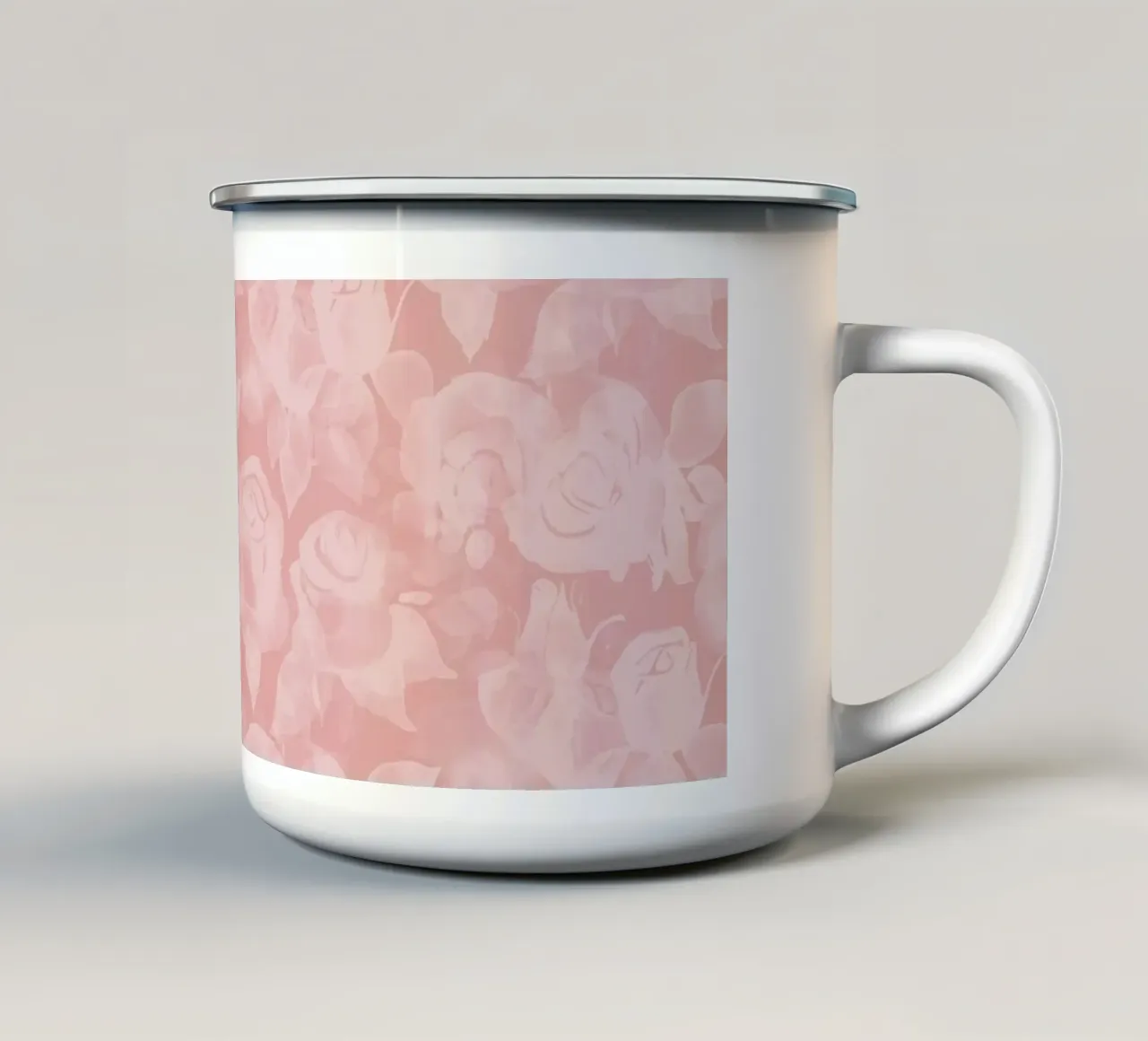 Stampa di rose di charme rosa confetto tazza in smalto da SilverPegasus