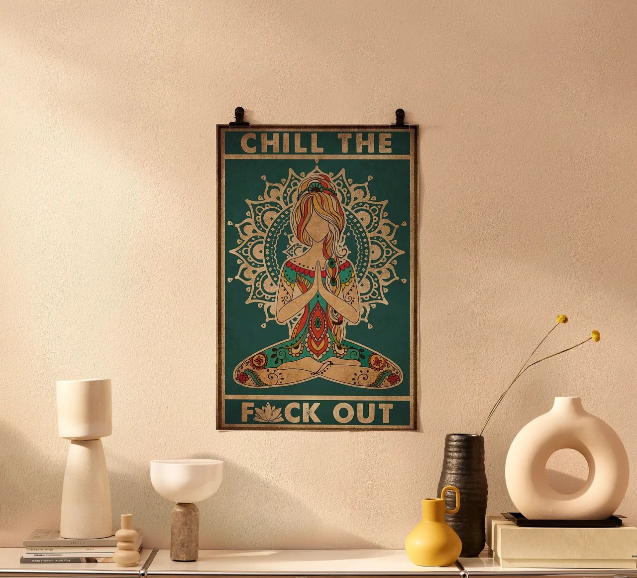 Yoga Chill De Fuck Out poster van Aaronshop