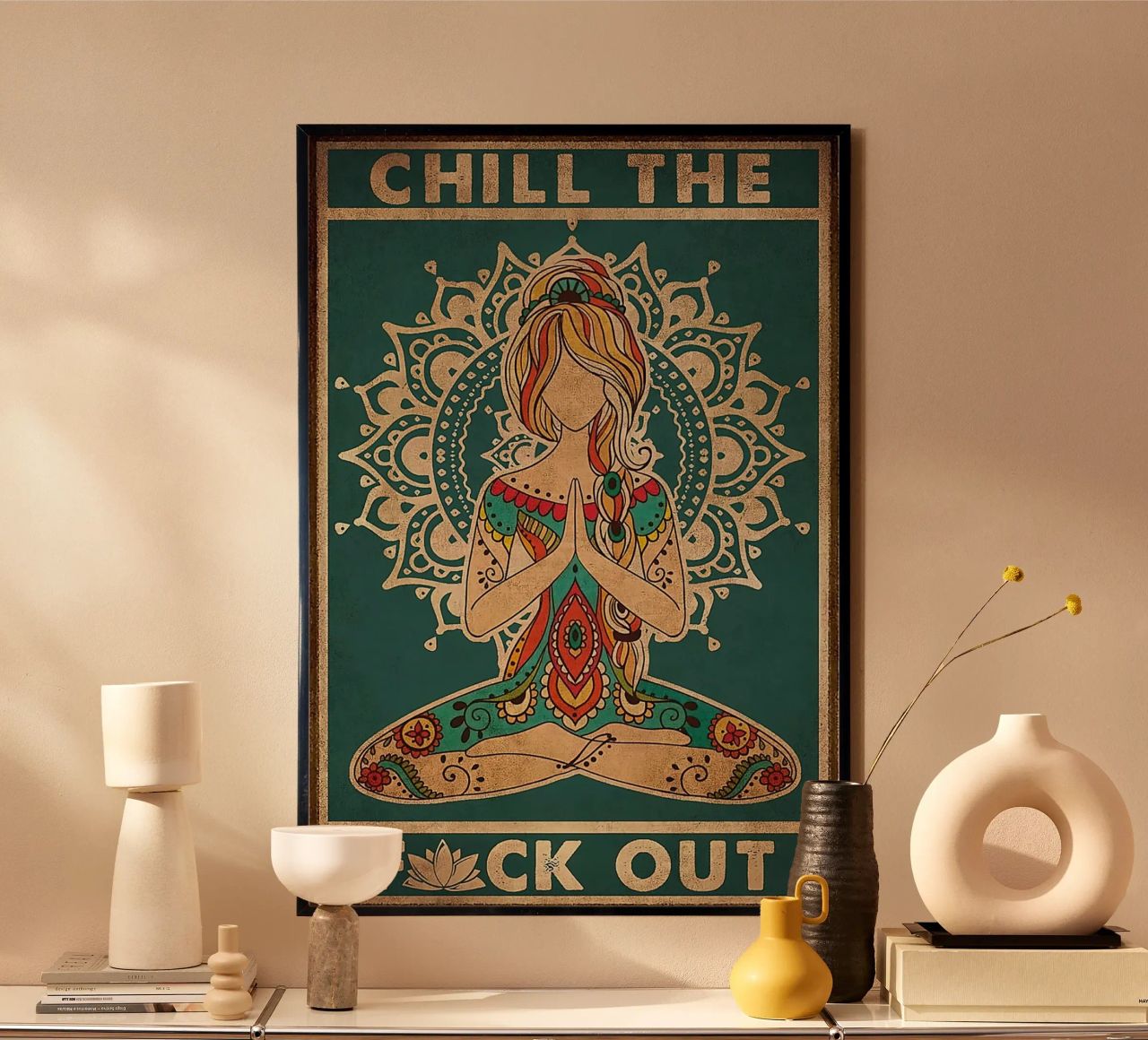 Yoga Chill De Fuck Out poster van Aaronshop