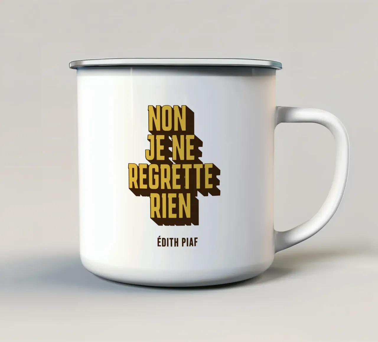 Non Je Ne Regrette Rien tazza in smalto da Gunawan Rb