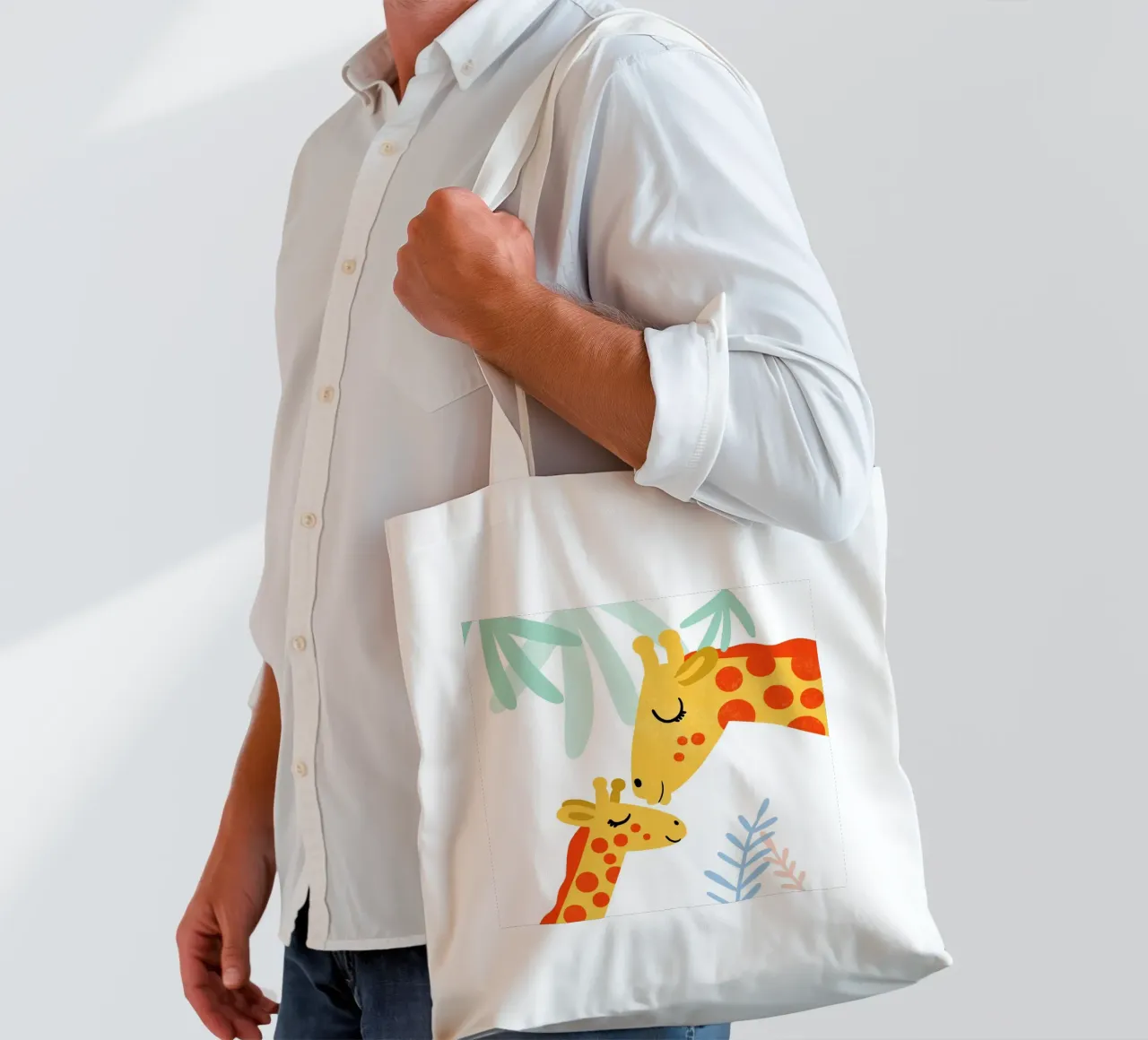 Giraffeliebe 3 borsa in juta da Julia Reyelt