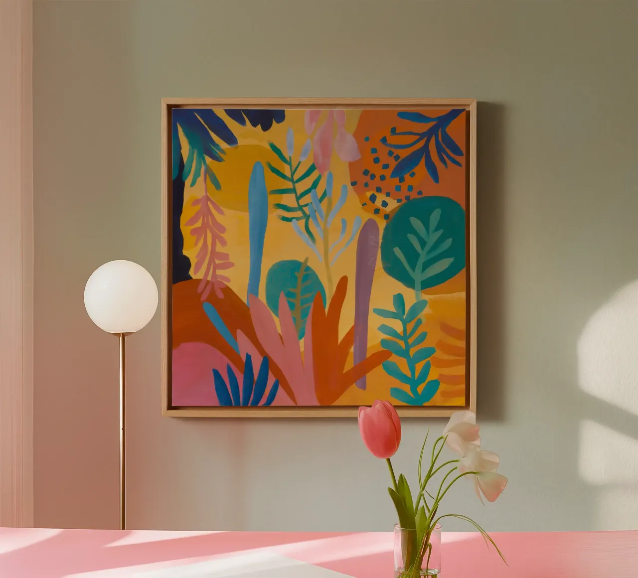 Abstracte Flora Dans canvas met Baklijst van Zep Layers