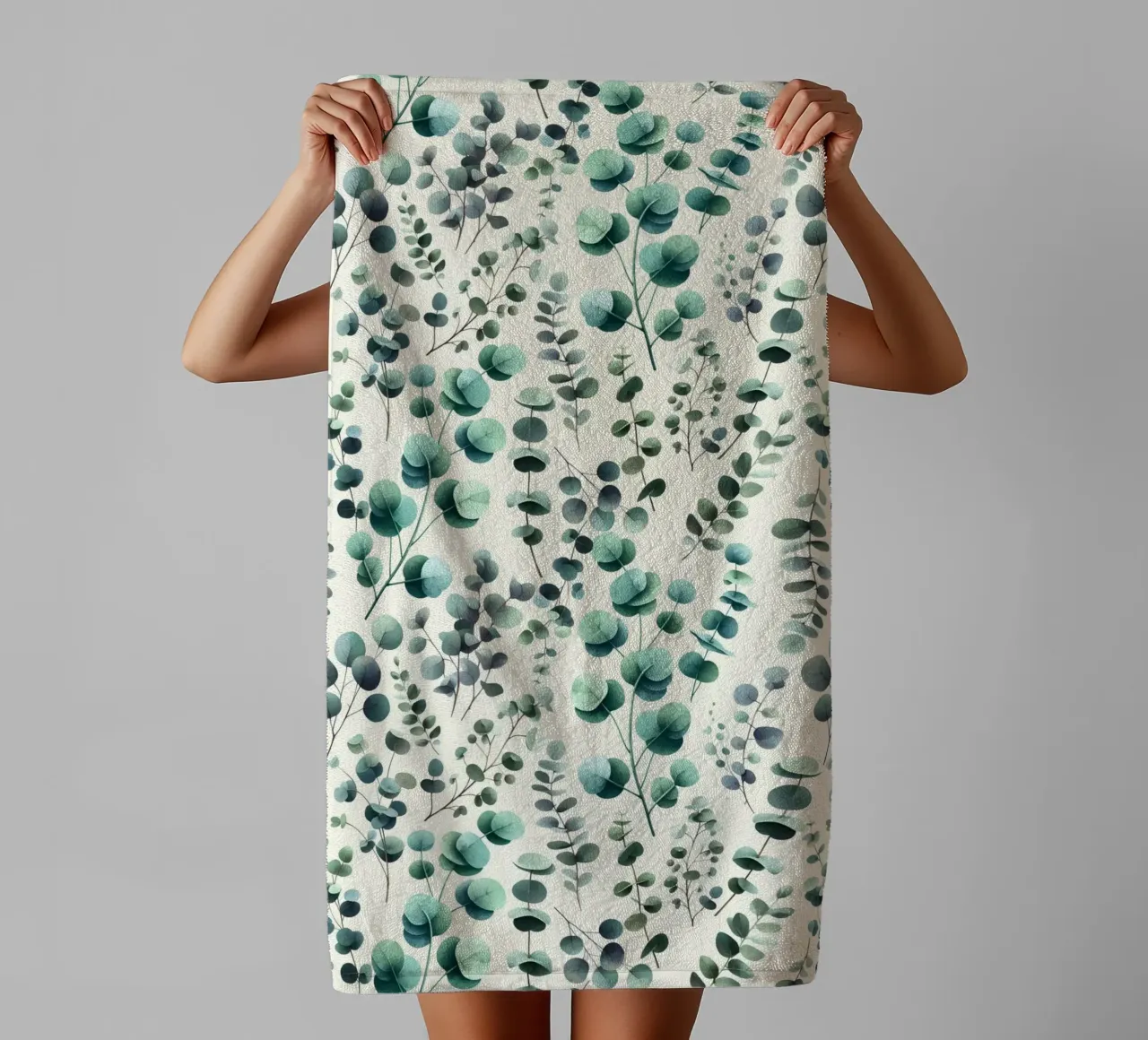 Motif feuilles d'eucalyptus vertes serviette de bain de SilverPegasus