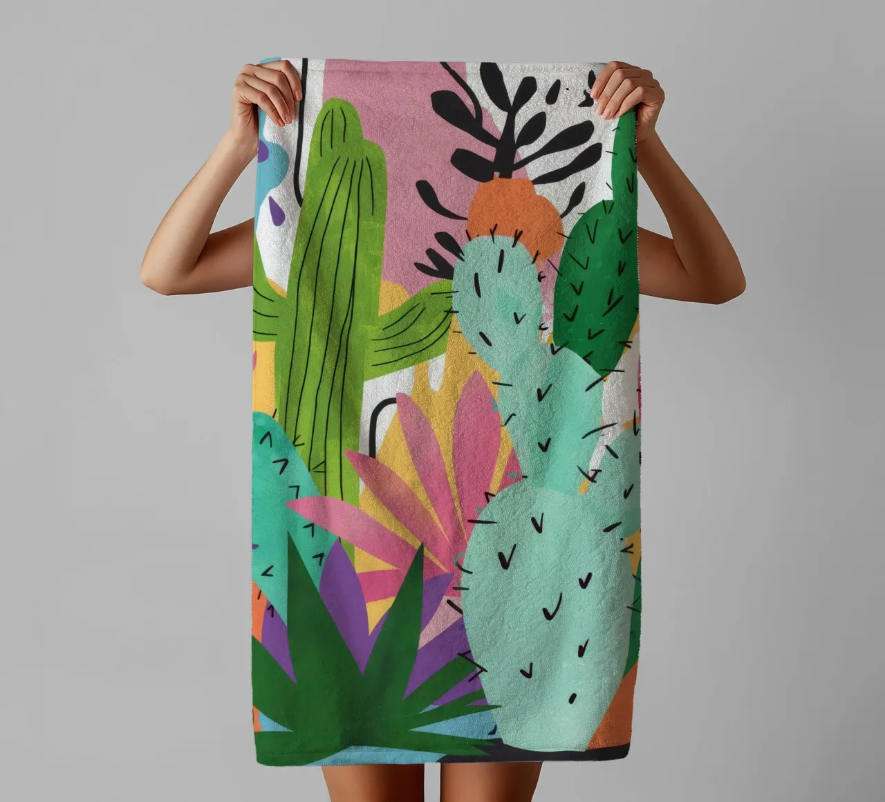 Woestijncactustuin badhanddoek van Zep Layers