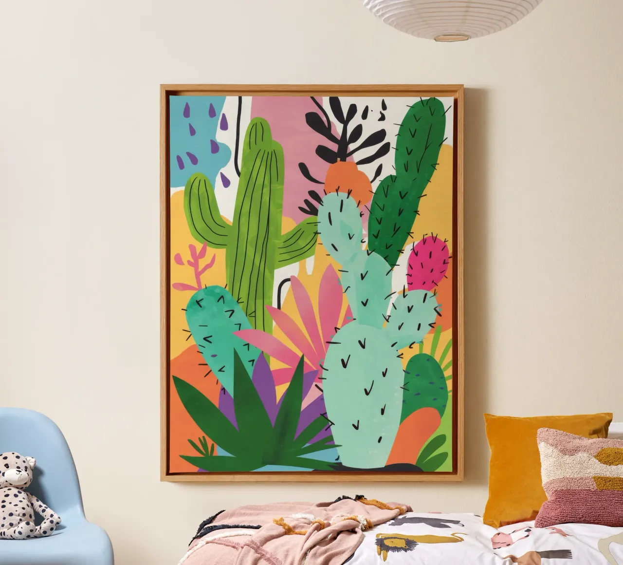 Woestijncactustuin canvas met Baklijst van Zep Layers