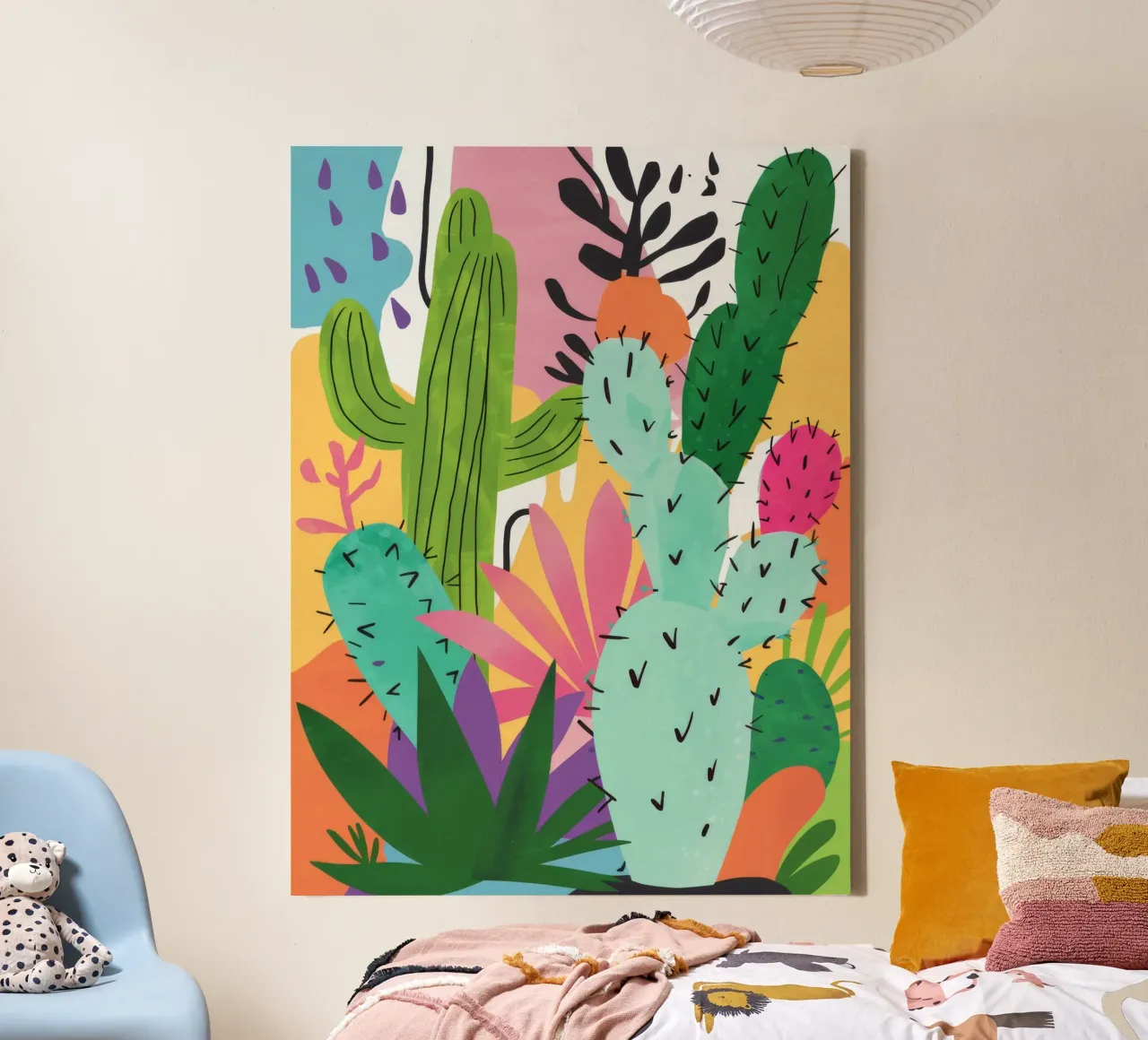 Woestijncactustuin canvas met Baklijst van Zep Layers