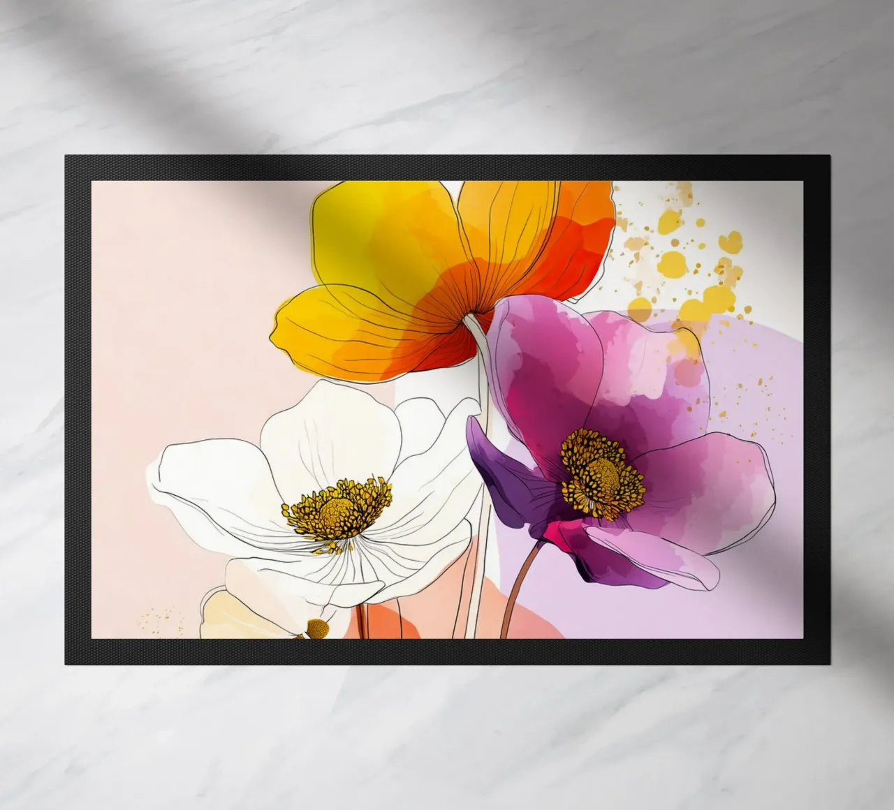 Blossoms doormat by Justyna Jaszke JBJart