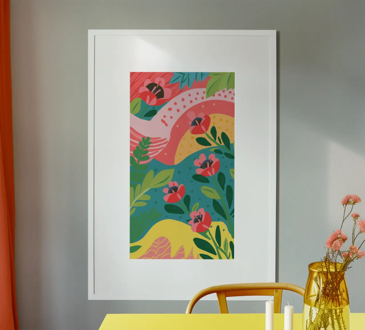 Abbraccio della mano del giardino poster con telaio in legno da Zep Layers