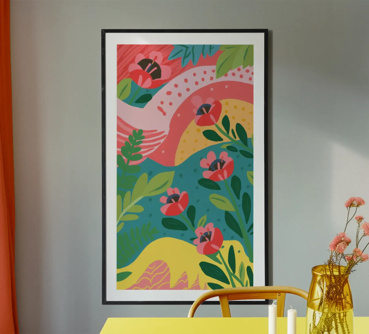 Abbraccio della mano del giardino poster con telaio in legno da Zep Layers