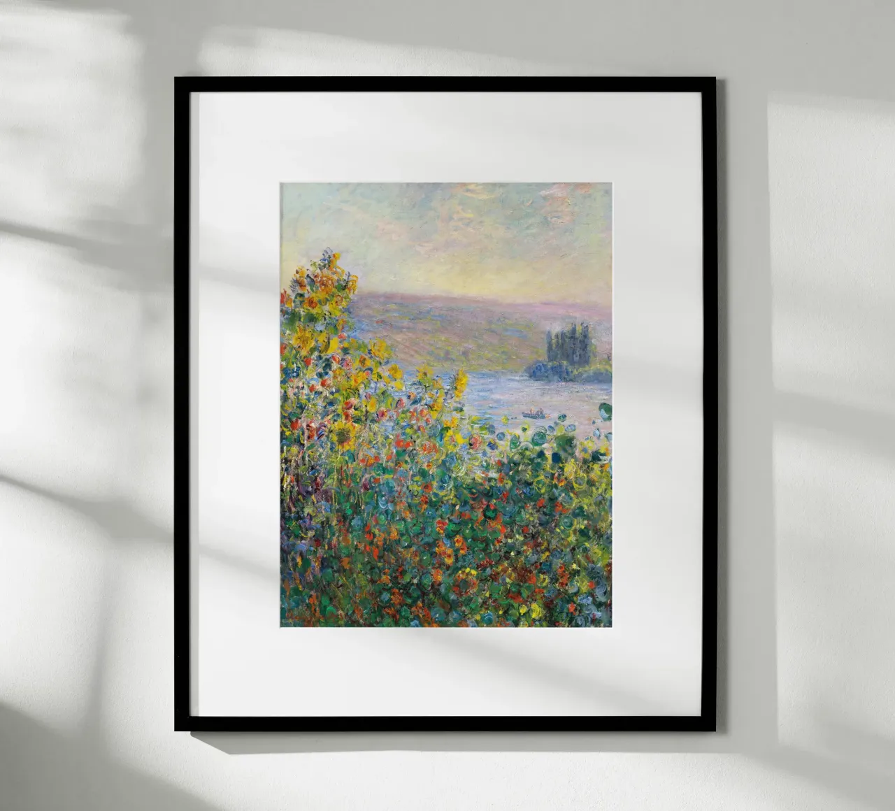 Monet - Flower Beds at Vétheuil poster con telaio in alluminio da apoloprints