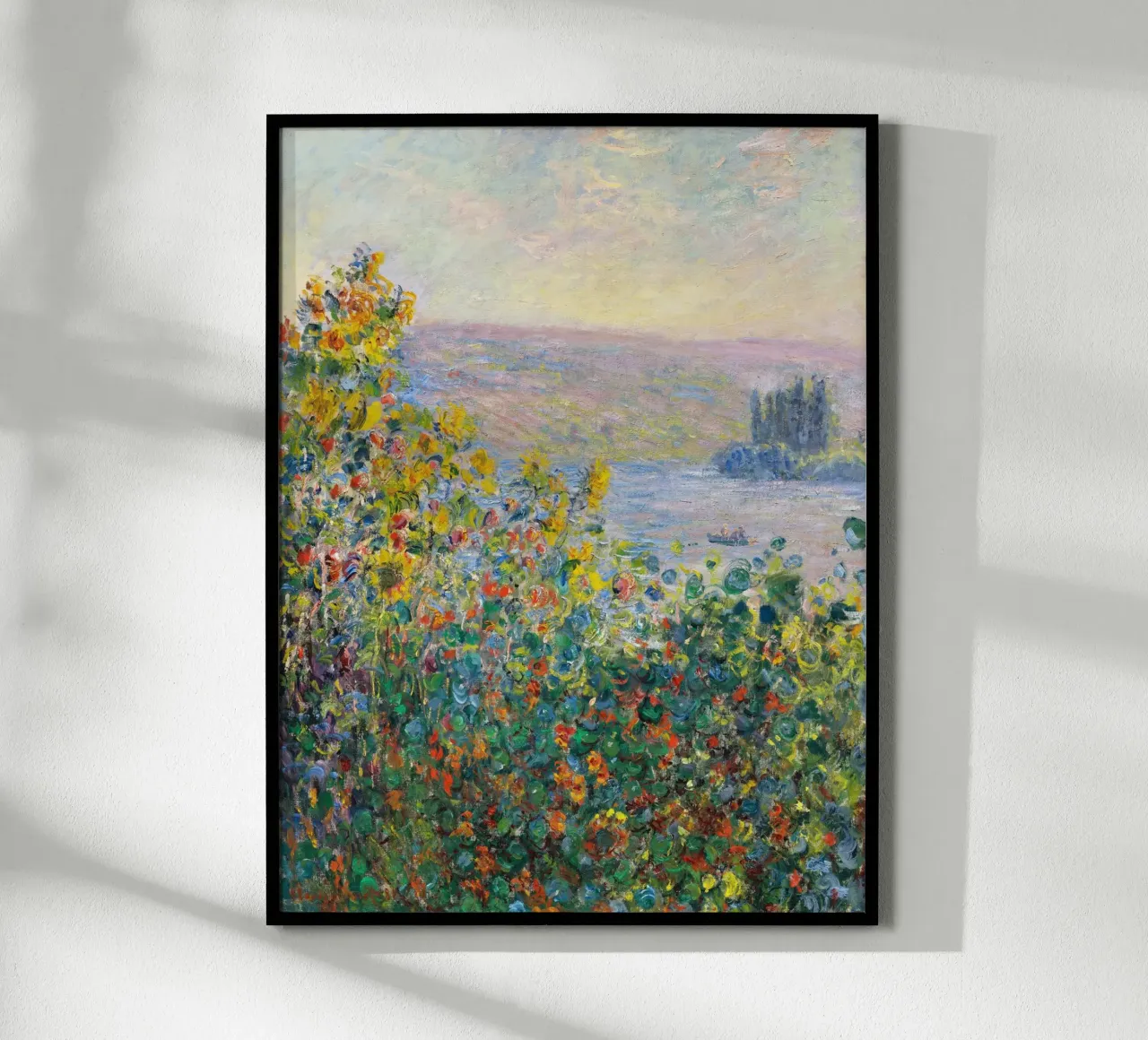 Monet - Flower Beds at Vétheuil poster con telaio in alluminio da apoloprints