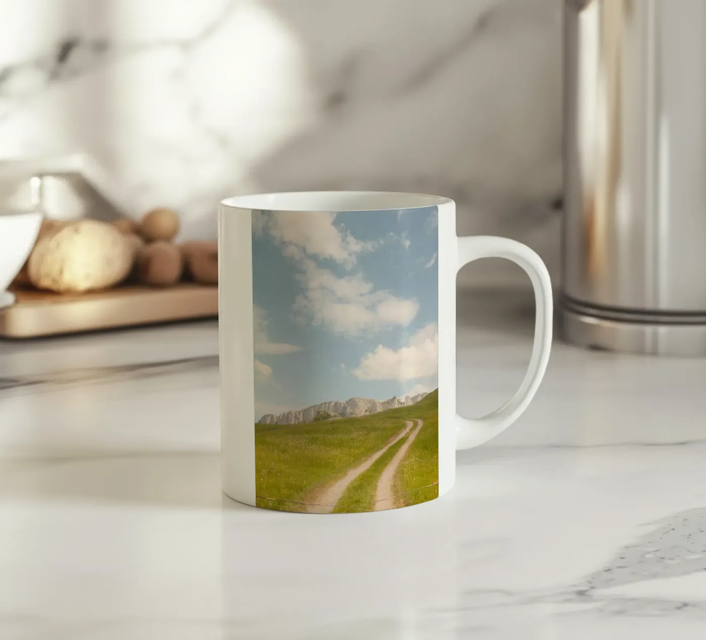 Alpine Meadow Path ceramic mug by FujiSwiss