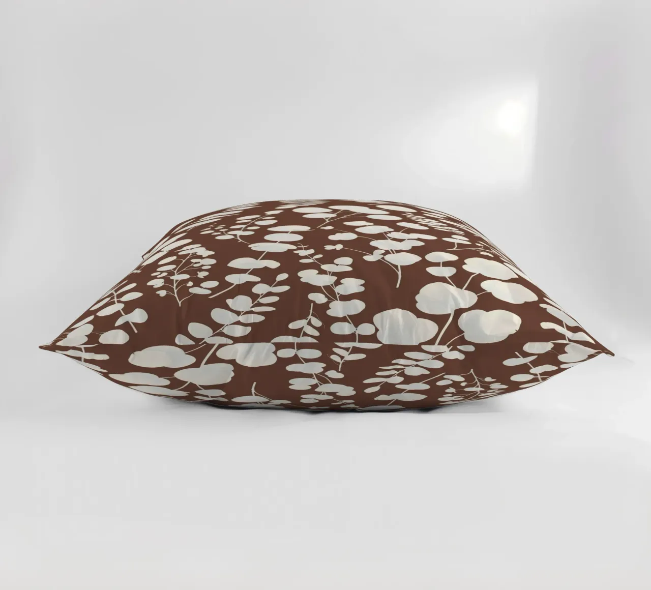 Eucalyptus Leaves Pattern Dark Brown decorative cushion by SilverPegasus