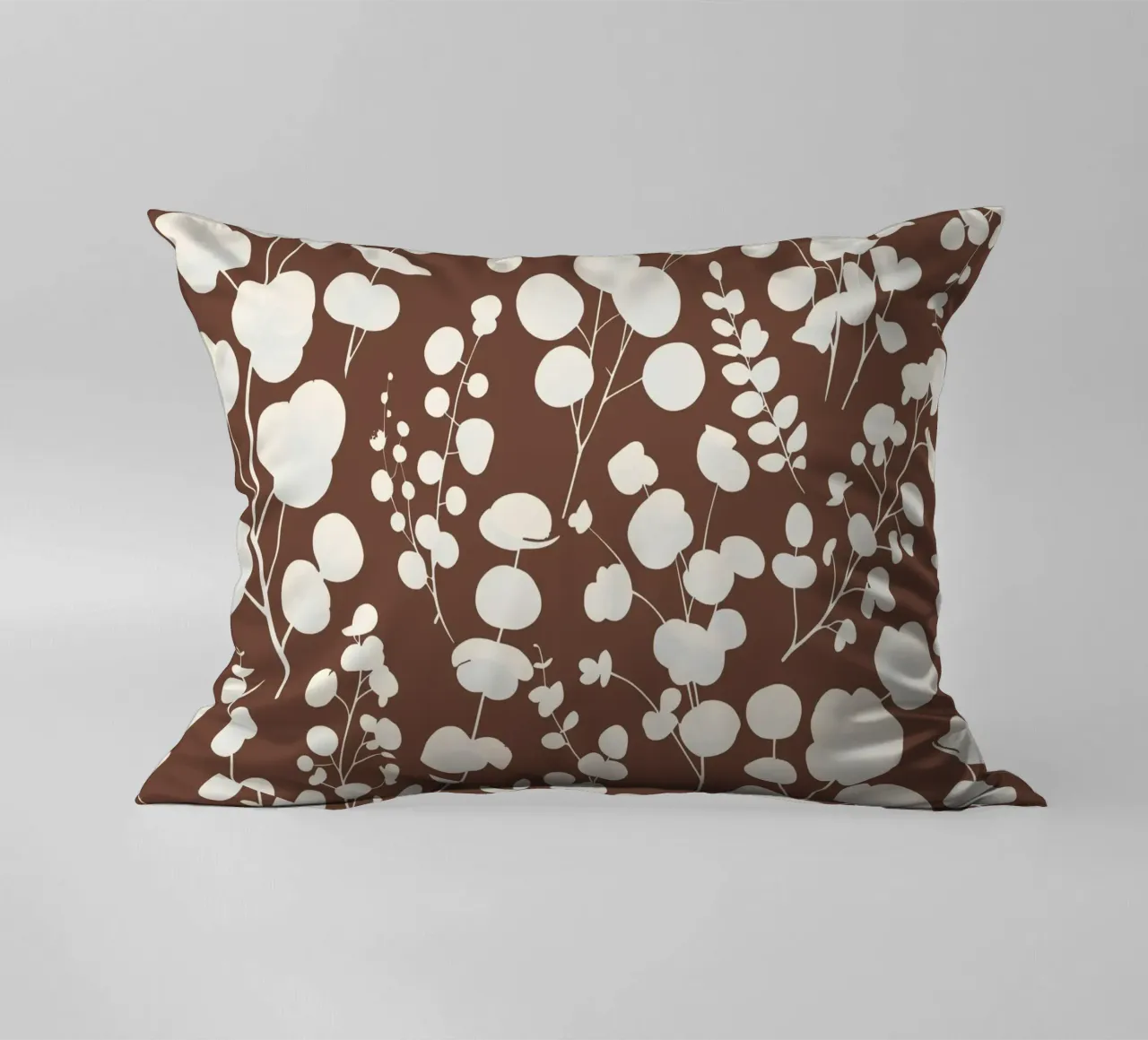 Eucalyptus Leaves Pattern Dark Brown decorative cushion by SilverPegasus