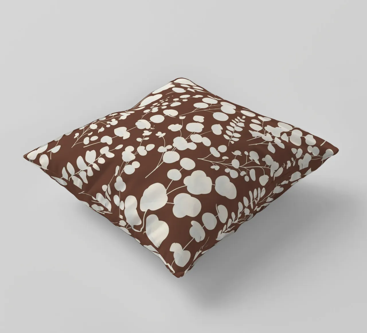 Eucalyptus Leaves Pattern Dark Brown decorative cushion by SilverPegasus