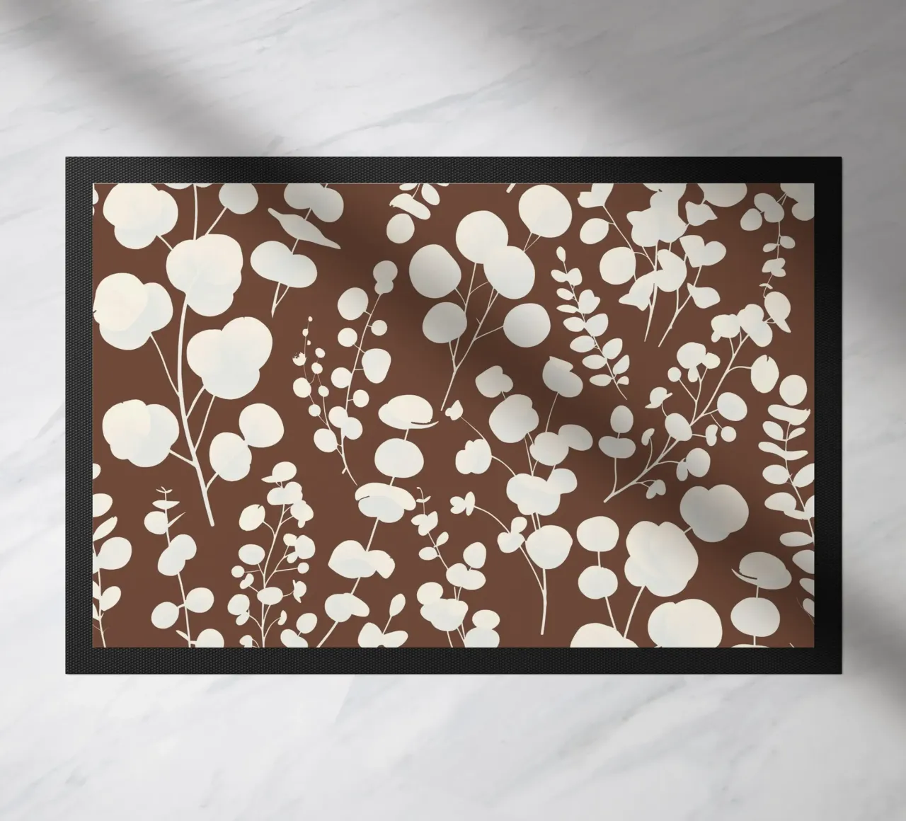 Eucalyptus Leaves Pattern Dark Brown doormat by SilverPegasus